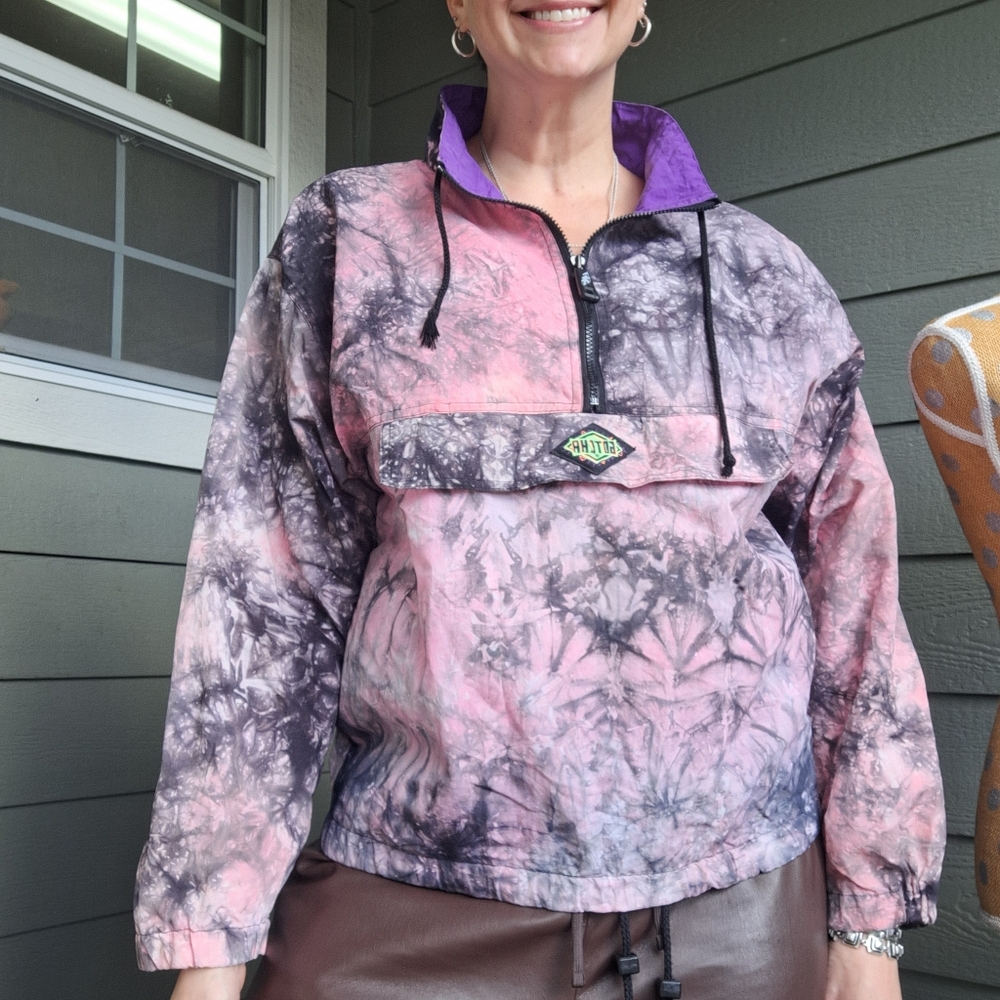 Vintage CP 80s 90s Gotcha Lightweight Pull Over Oversized Sz S Tiedye Shark